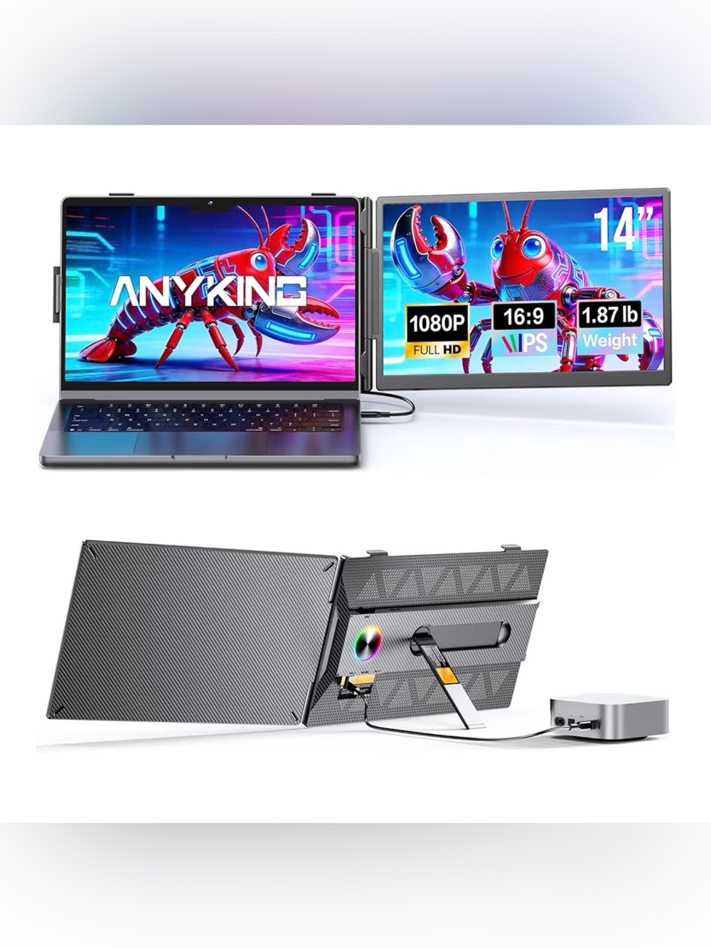 Laptop Screen Extender, 14” FHD 1080P Portable Monitor